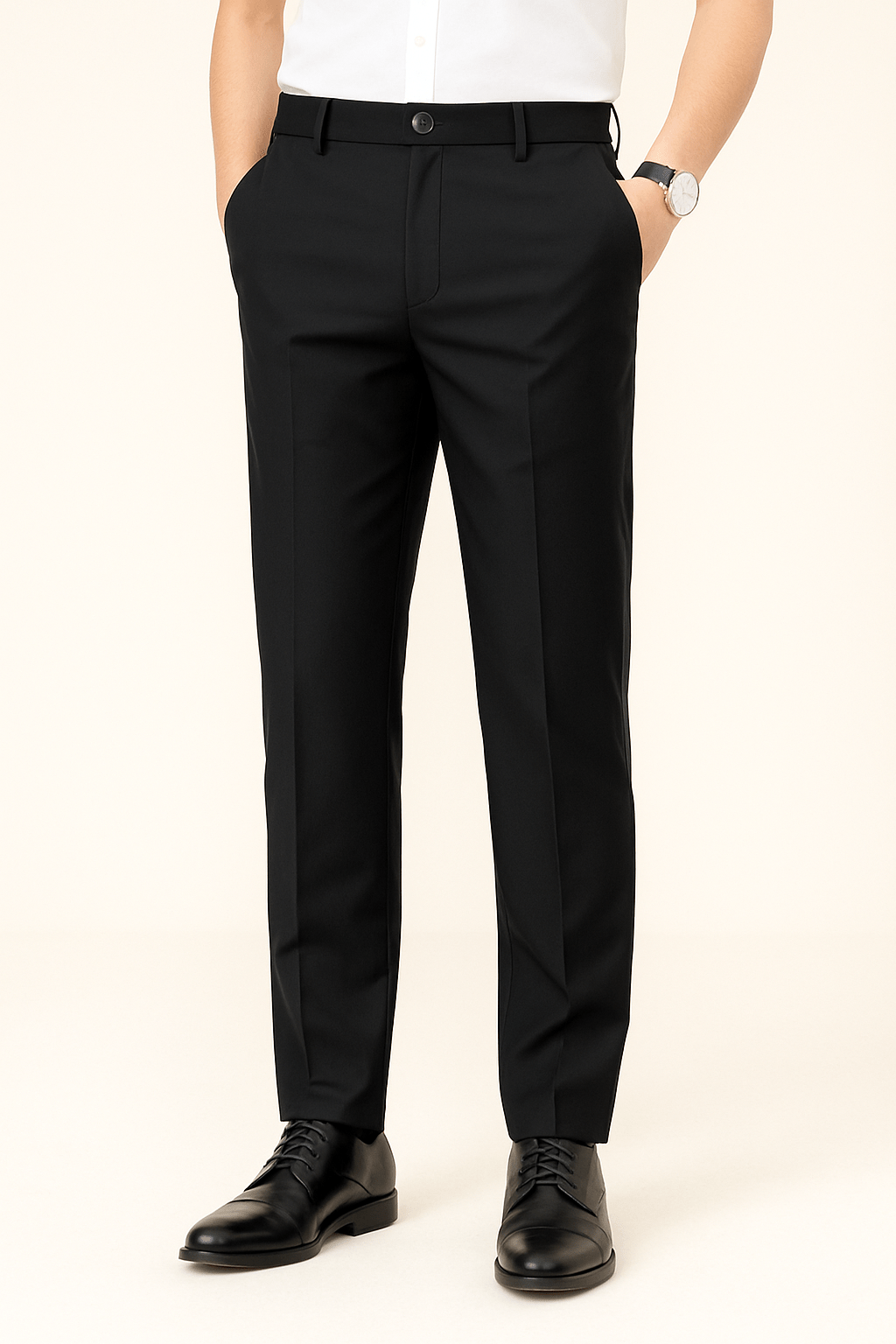 Schwarze Anzughose Herren Slim Fit – Elegante Anzughosen mit Gürtelschlaufen für Büro und Business-Events 0