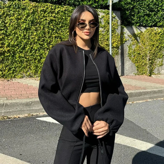 Black bomber jacket women