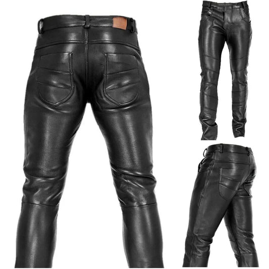 Schwarze PU-Leder Herren Hosen