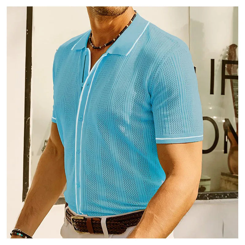 Variant image for Max | Atmungsaktives Herren Poloshirt Kurzarm Eisseidenstoff mit Kontrastmuster-9