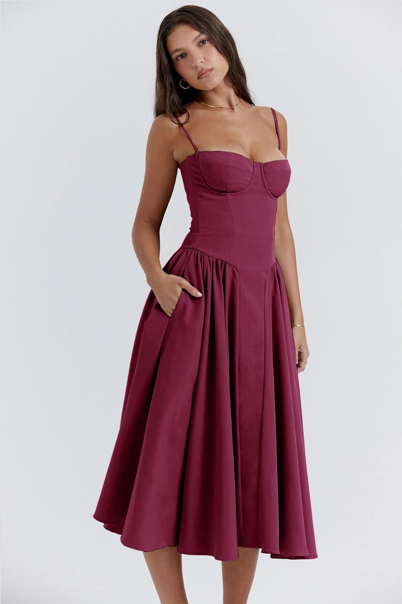 Siska | Trendy Sleeveless Midi Dress for Women