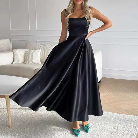 Ania | Elegantes Midikleid in A-Linie mit Spaghettiträgern