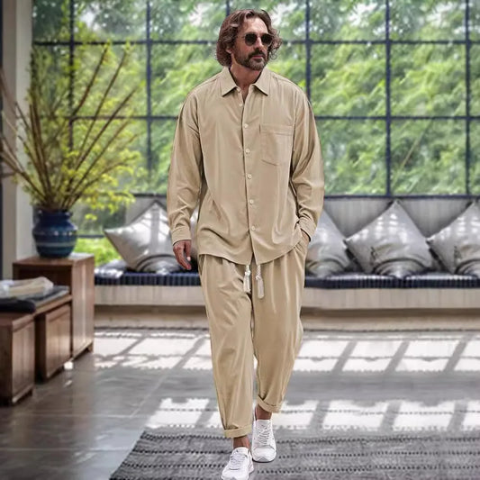 Thierry | Modisches Herren Set aus Leinenhemd und Hose für Frühling