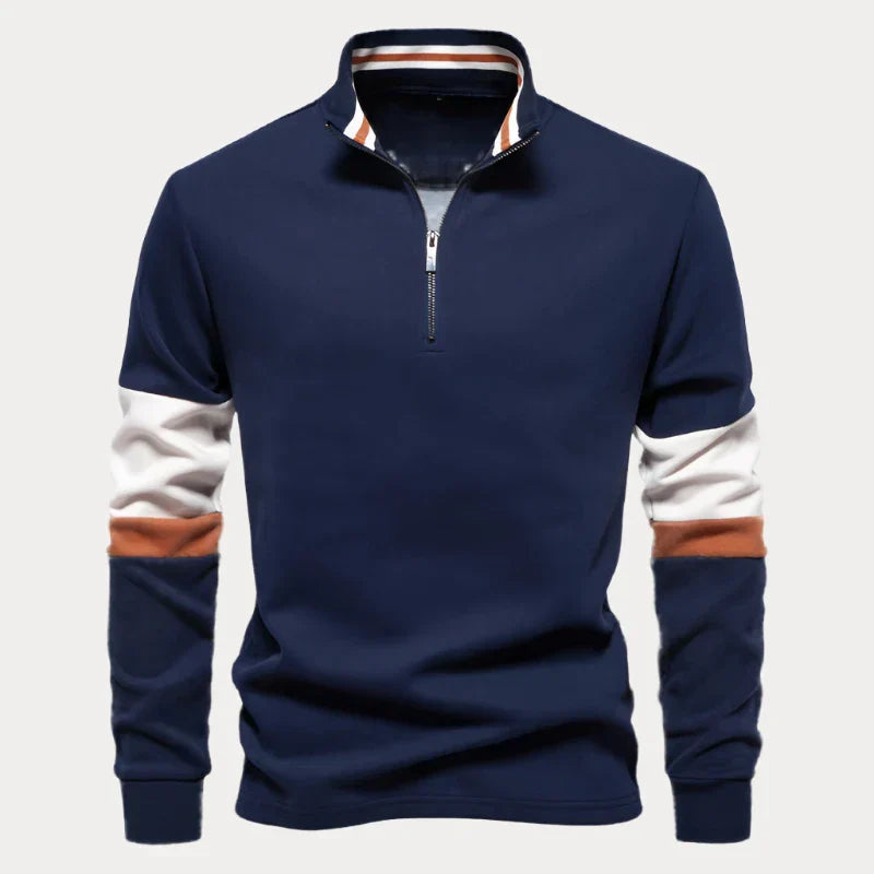 Max | Stylischer Pullover für Herren mit Stehkragen und Streifen