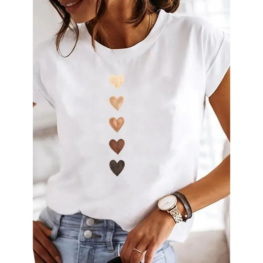 Sommer T-Shirt mit Herzmotiv für Frauen