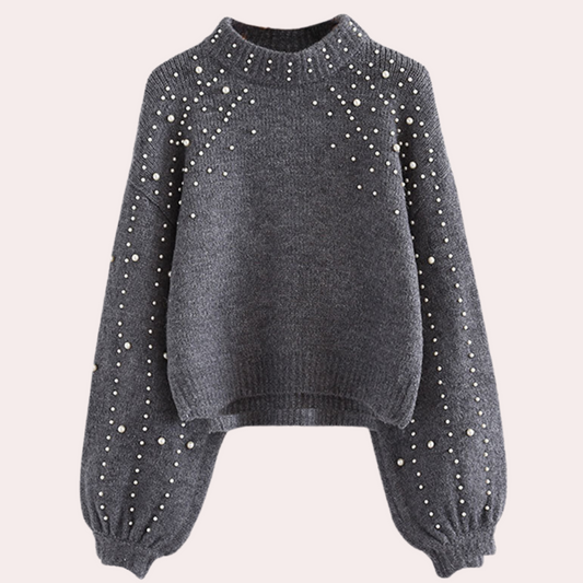 Stilvoller Damenpullover mit Perlen
