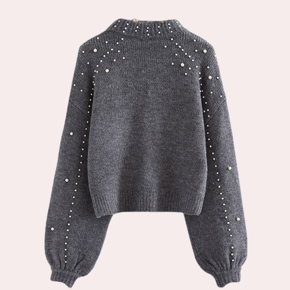 Stilvoller Damenpullover mit Perlen