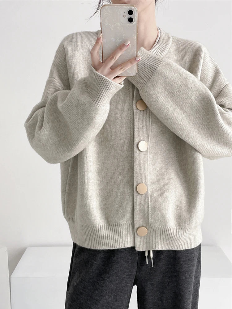 Cardigan donna lungo con scollo rotondo