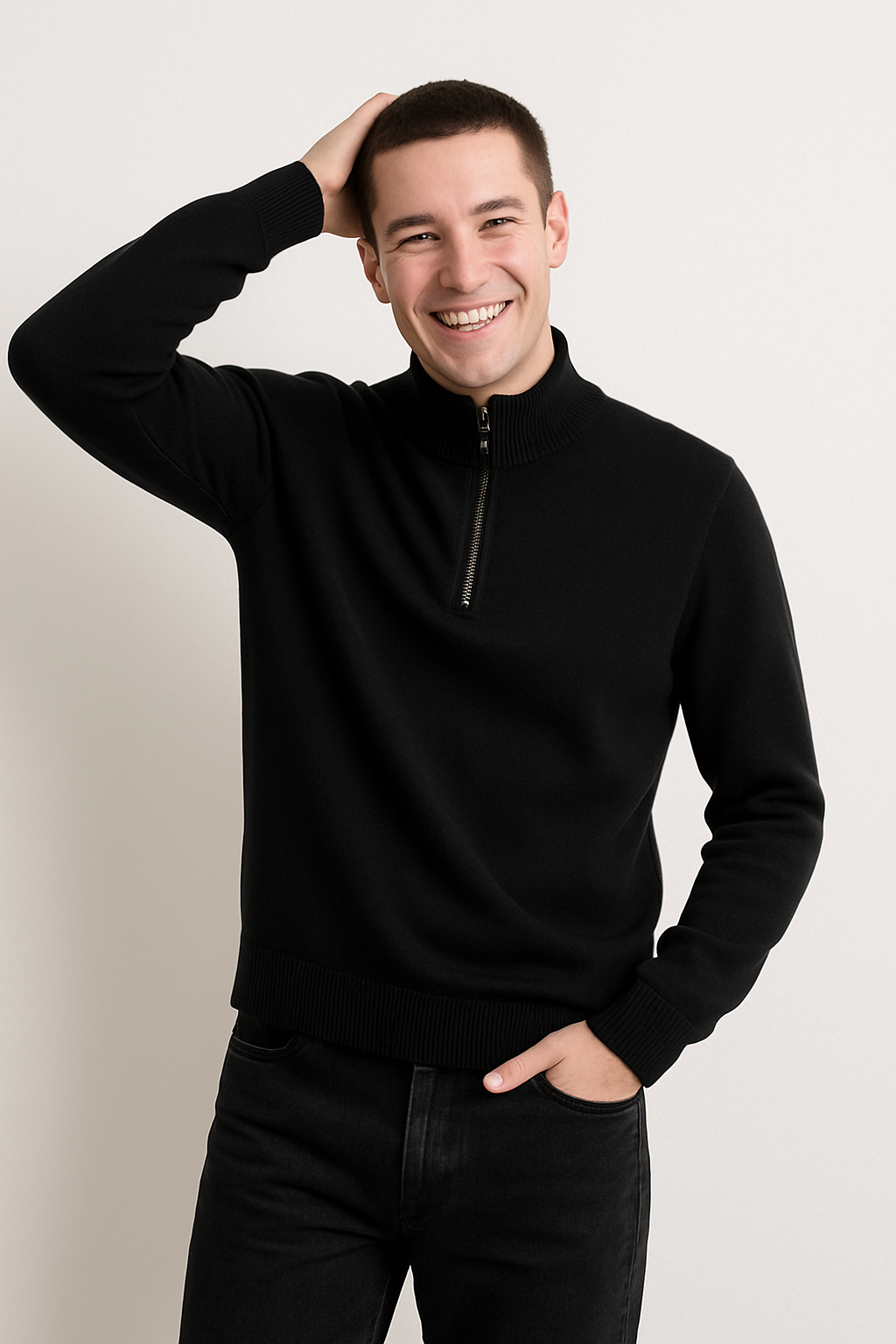 Strickpullover Damen mit Halbem Reißverschluss und Hohem Kragen – Bequemer Stretch für Optimalen Komfort 2