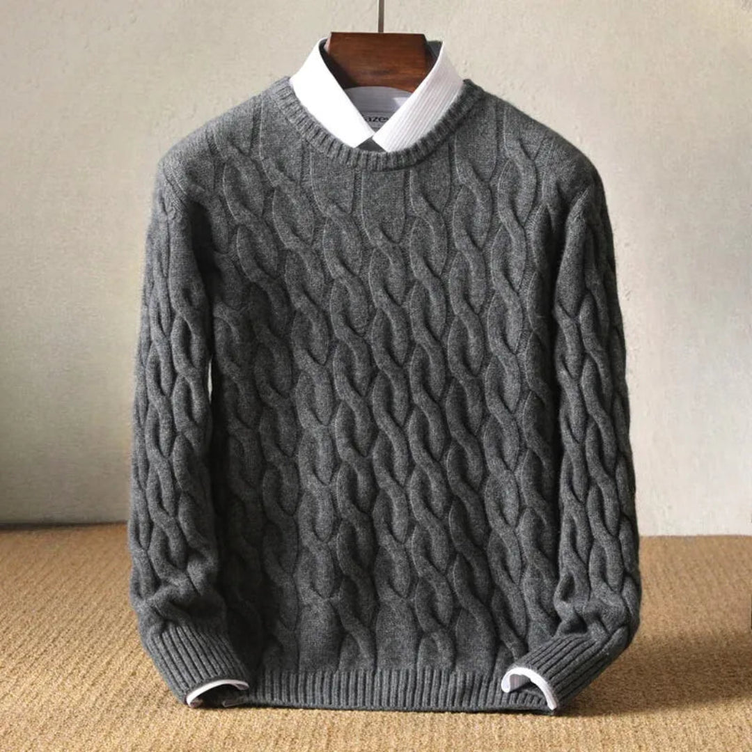 Men's knitted sweater with cable knit design