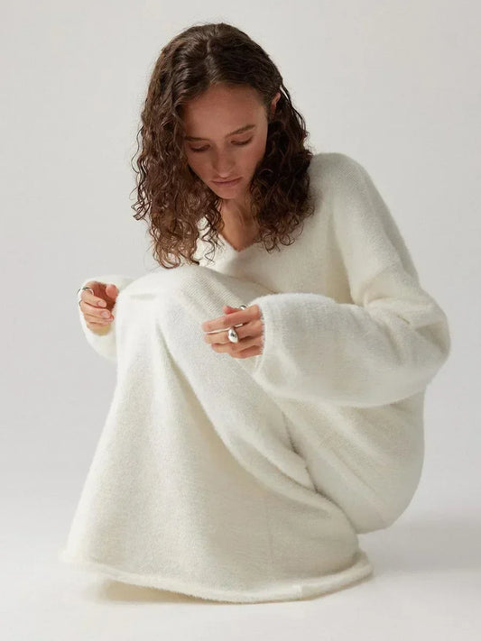 Strickpullover und Rock Set für Damen