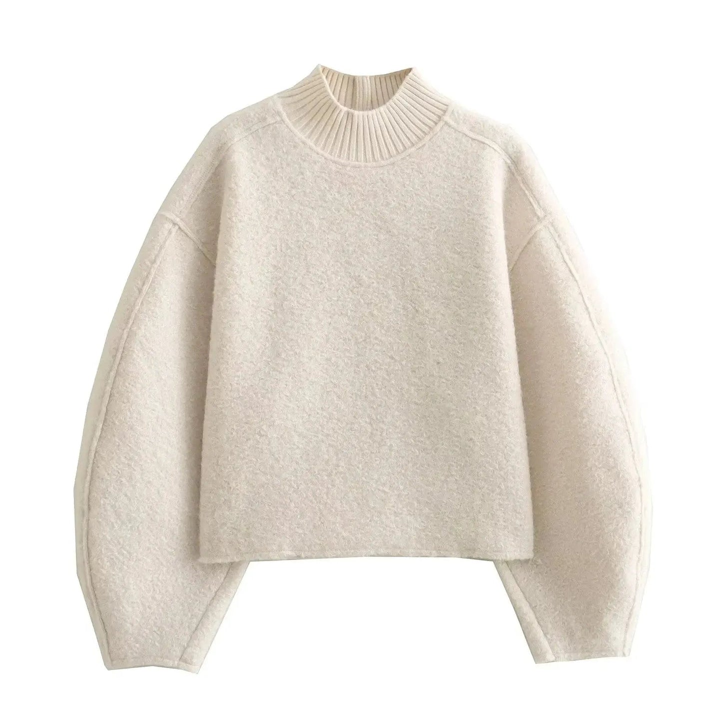 Structured turtleneck sweater for women made of boucle knit