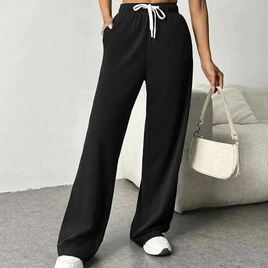 Stylische Jogginghose Damen mit Weitem Bein und Elastischem Bund – Bequeme Sporthose für Damen in Verschiedenen Farben 0