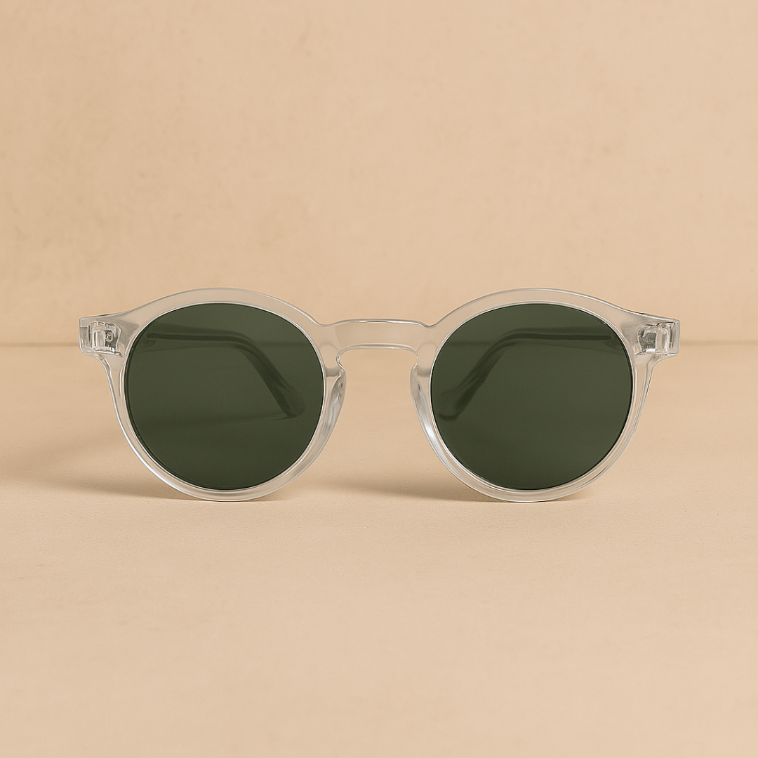 Stylische Runde Sonnenbrille mit UV-Schutz und Transparentem Rahmen