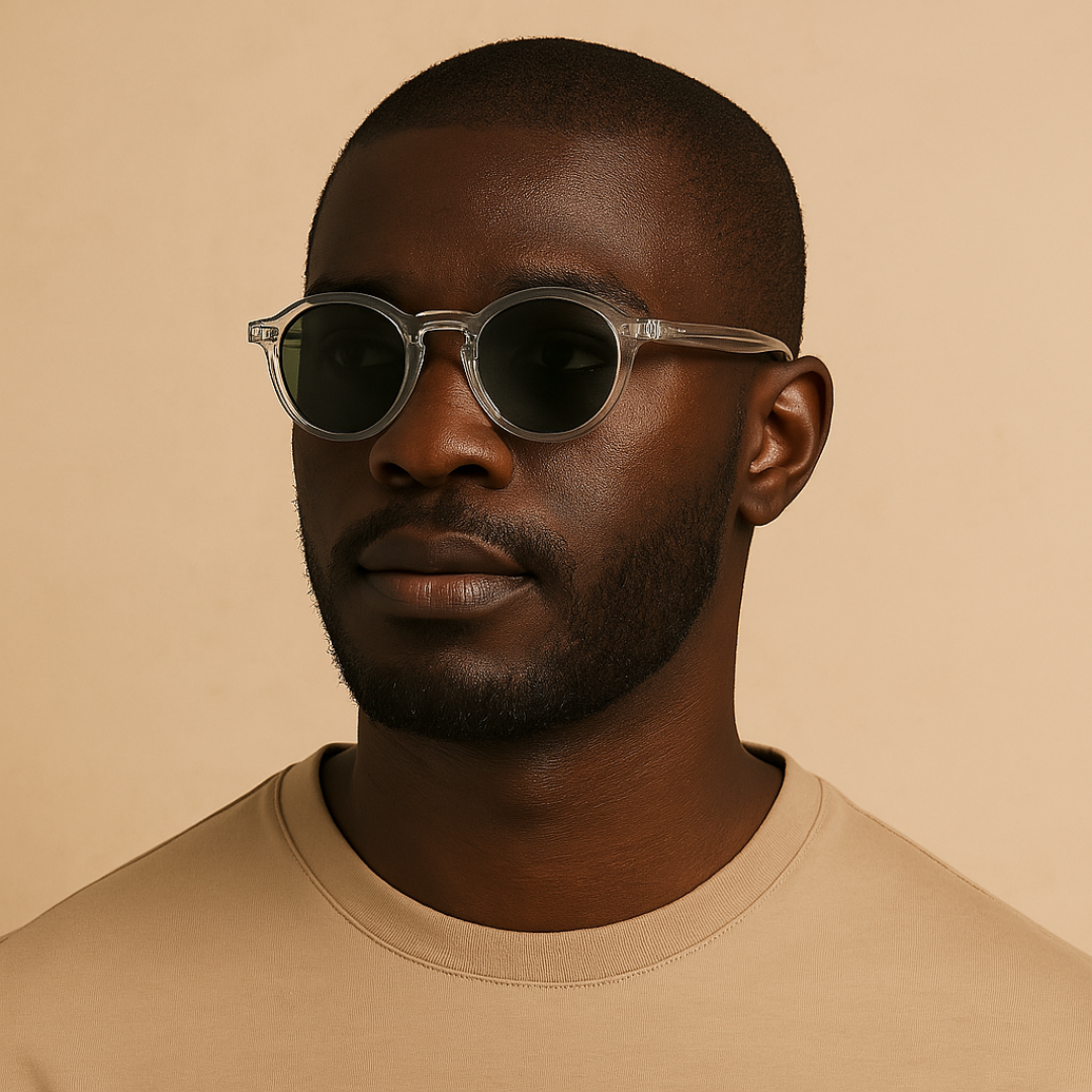 Stylische Runde Sonnenbrille mit UV-Schutz und Transparentem Rahmen