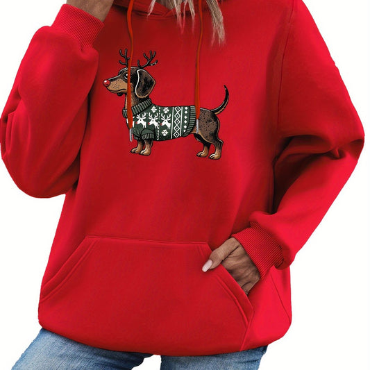 Süßer Dackeldruck Hoodie für Damen
