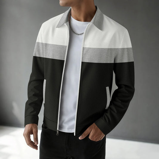 Trendy men's cardigan with waffle pattern