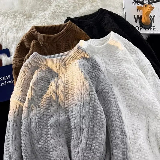 Trendy knitted sweater men with crew neck