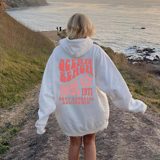 Trendy Oversized Hoodie mit Ozean Strand Design