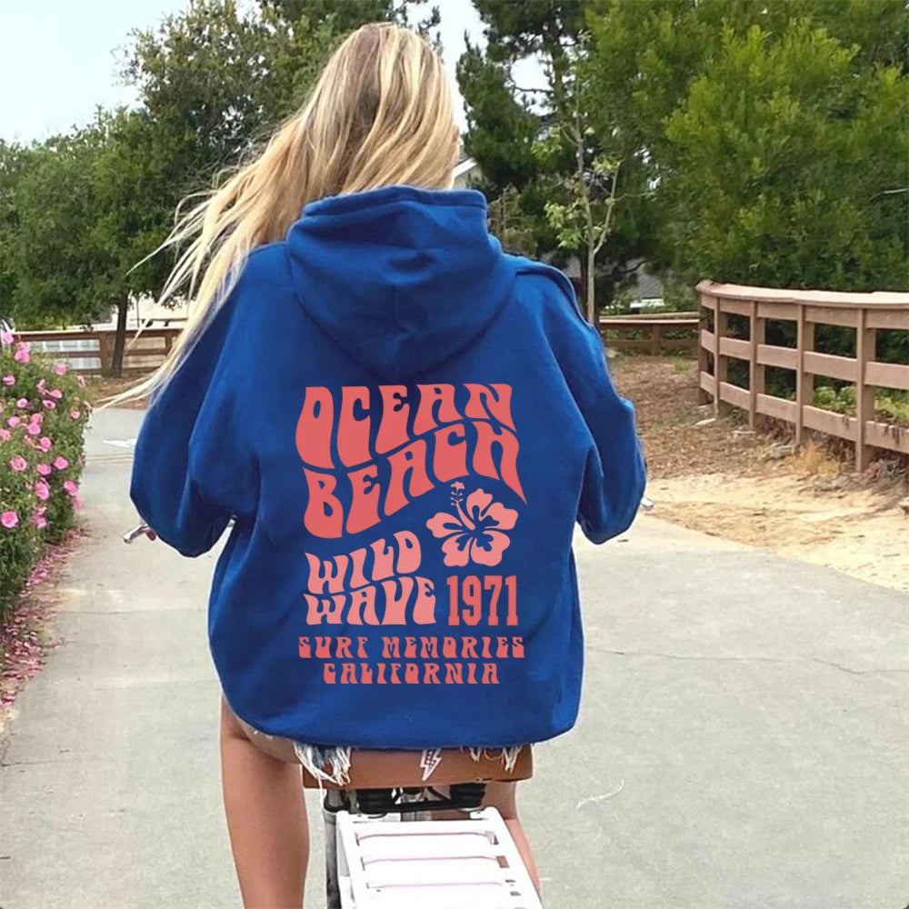 Trendy Oversized Hoodie mit Ozean Strand Design