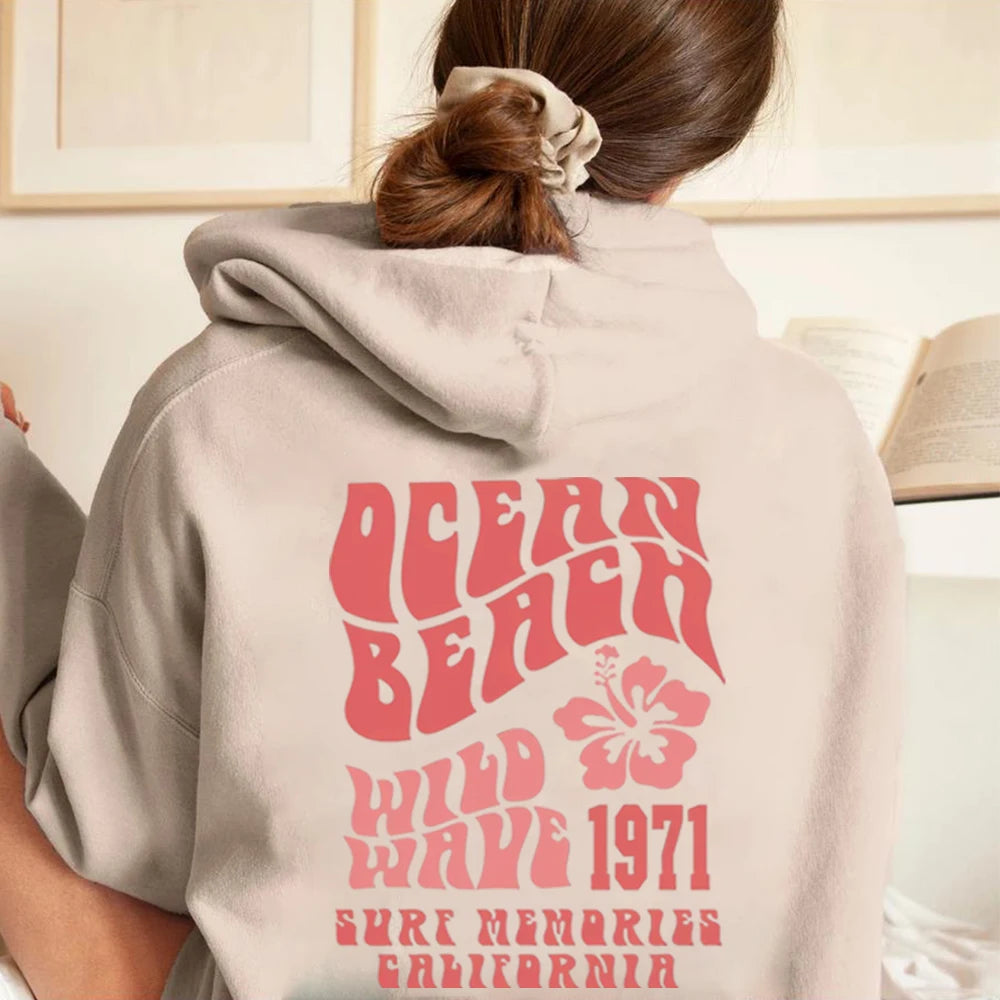 Trendy Oversized Hoodie mit Ozean Strand Design