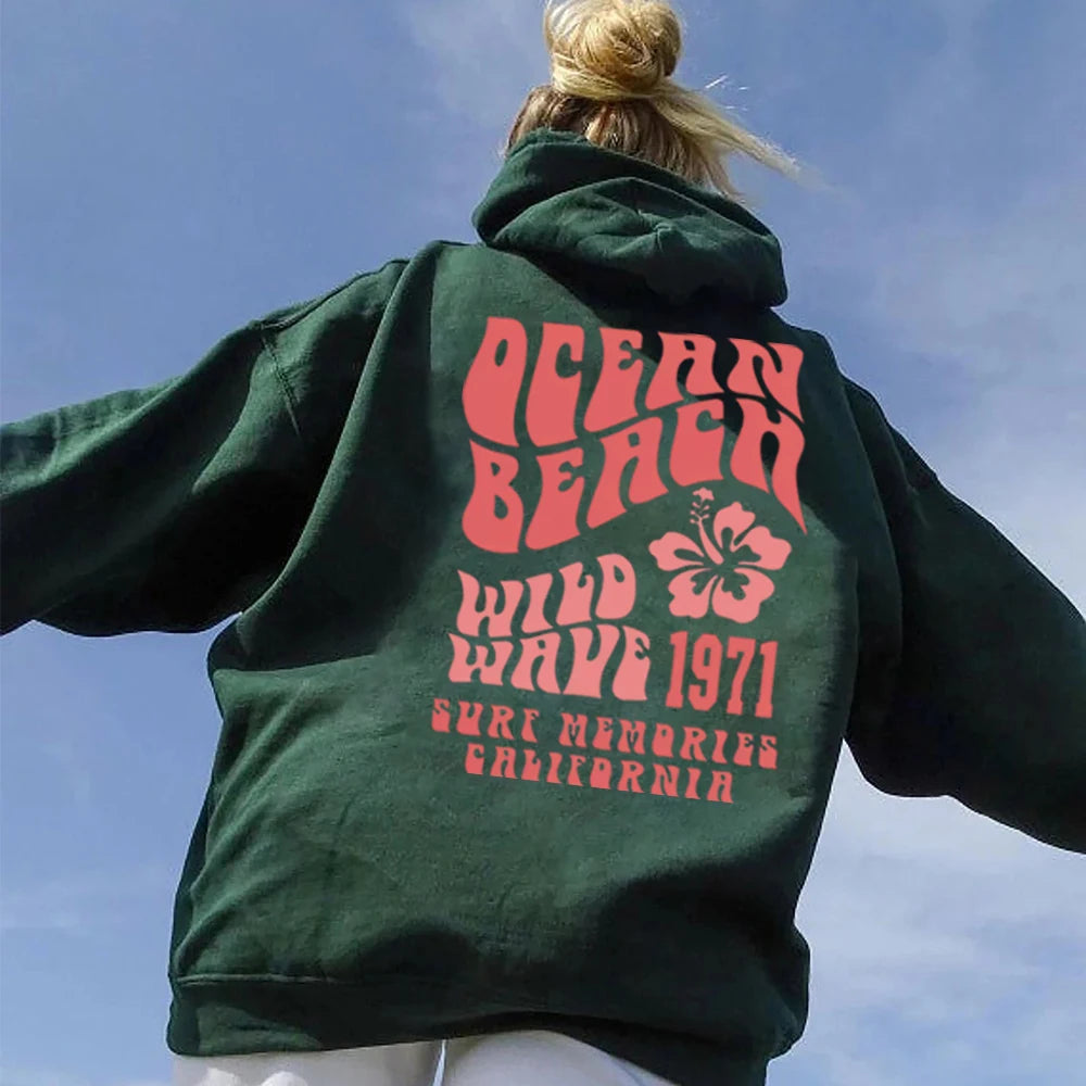 Trendy Oversized Hoodie mit Ozean Strand Design