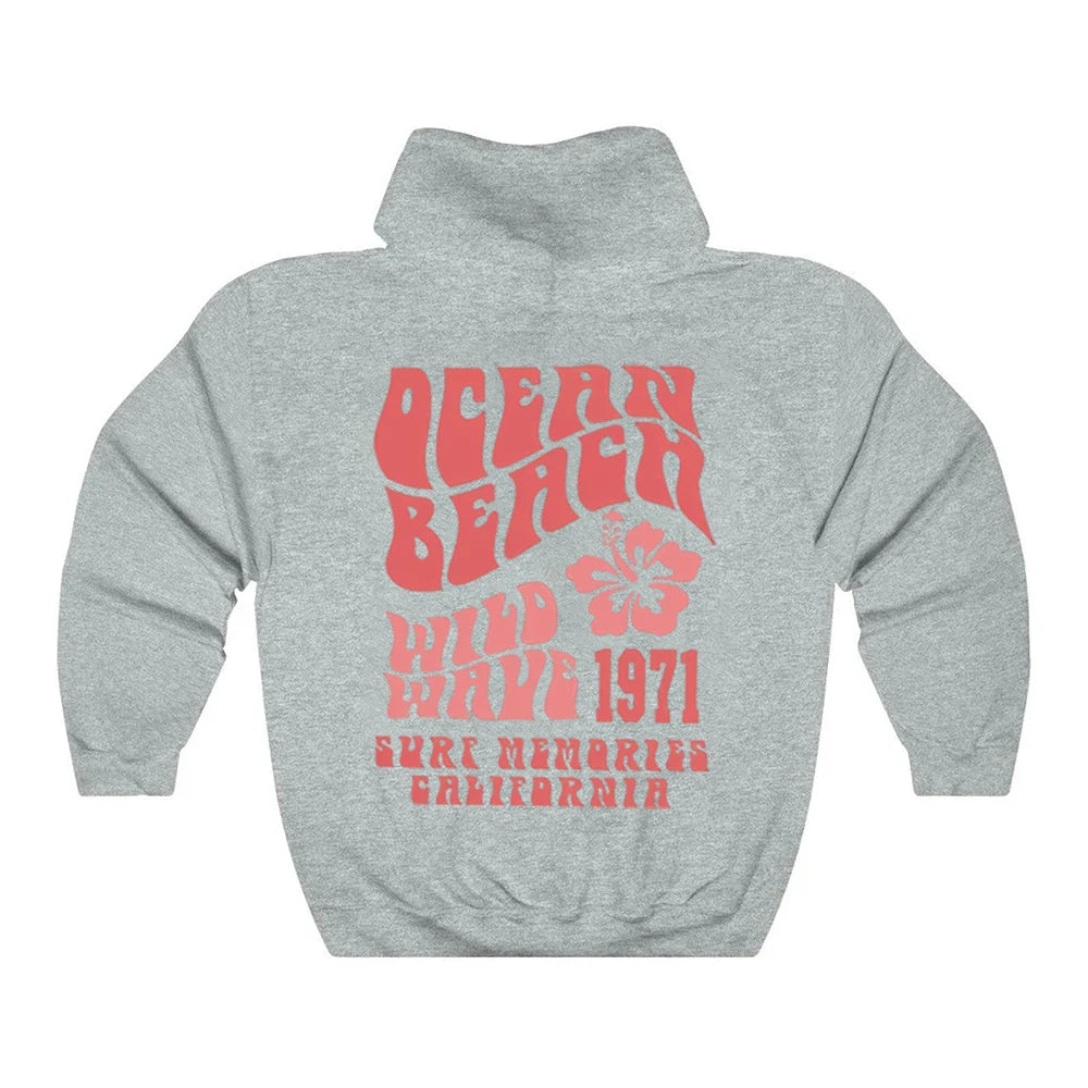 Trendy Oversized Hoodie mit Ozean Strand Design