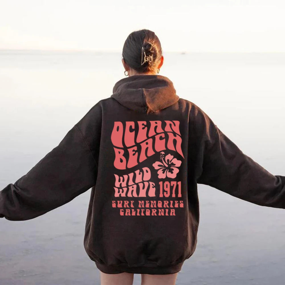 Trendy Oversized Hoodie mit Ozean Strand Design