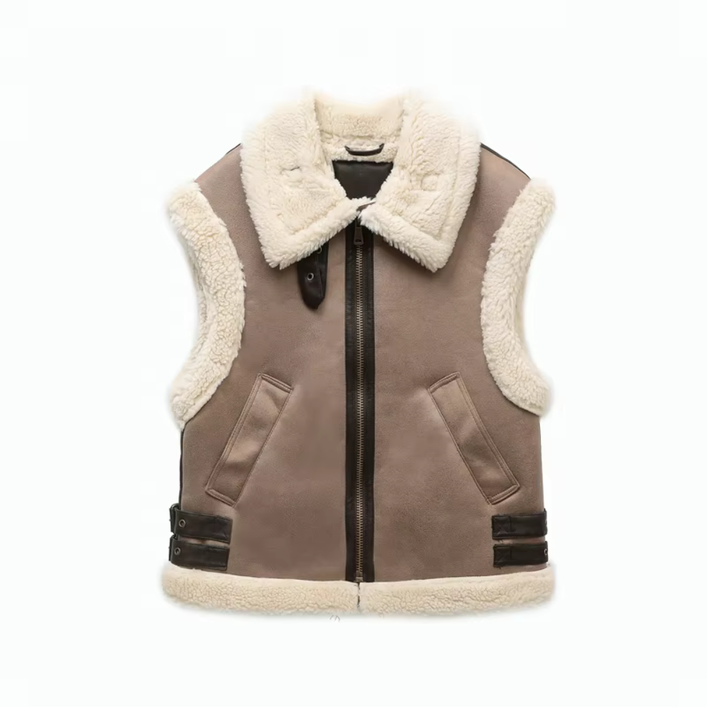 Fleece vest women with zipper
