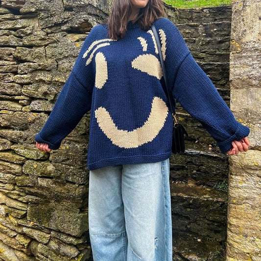 Überdimensionierte Pullover mit Smiley-Design