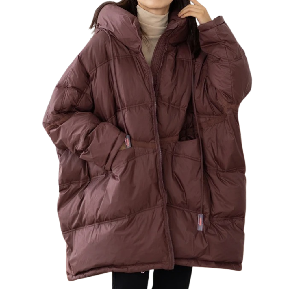 Oversized women's winter jacket with hood