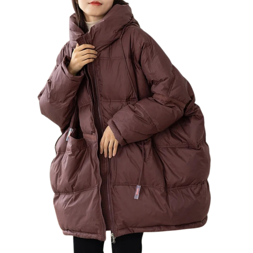 Oversized women's winter jacket with hood