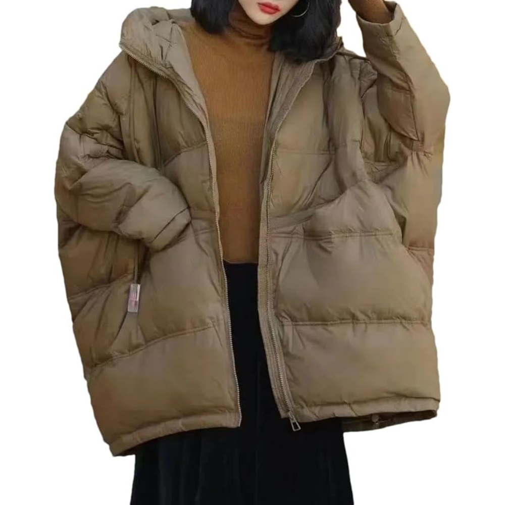 Oversized women's winter jacket with hood