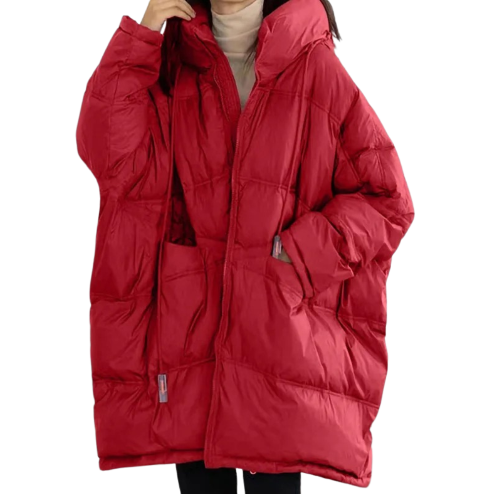 Oversized women's winter jacket with hood
