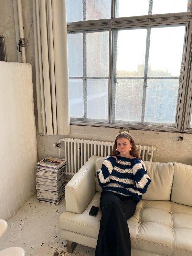 Übergroßer Strickpullover mit Rundhalsausschnitt und langen Ärmeln – Bequeme Passform 5