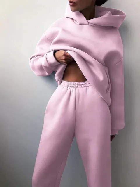 Übergroßer Trainingsanzug Hoodie Set für Damen