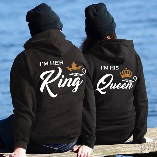 Hoodie für Paare mit His Queen und Her King