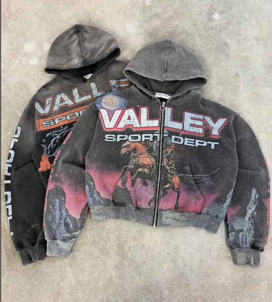 Unisex Zip Hoodie mit Reißverschluss im American Retro Stil