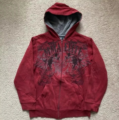 Unisex Zip Hoodie mit Reißverschluss im American Retro Stil