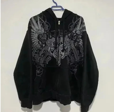 Unisex Zip Hoodie mit Reißverschluss im American Retro Stil