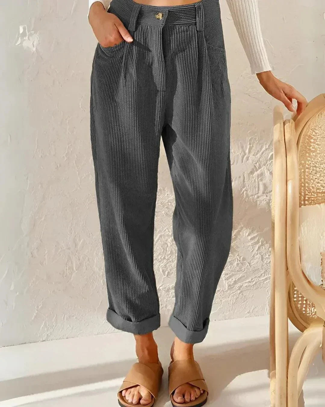 Variant image for Beatrix | Elegante Cordhosen für Damen mit Hohem Bund und Knöchellänge-13