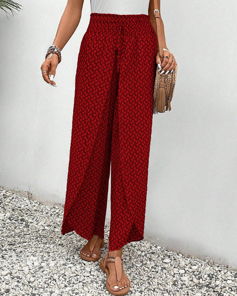 Shortened women's pants with wide leg