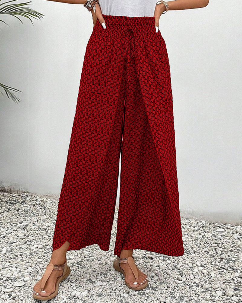 Shortened women's pants with wide leg