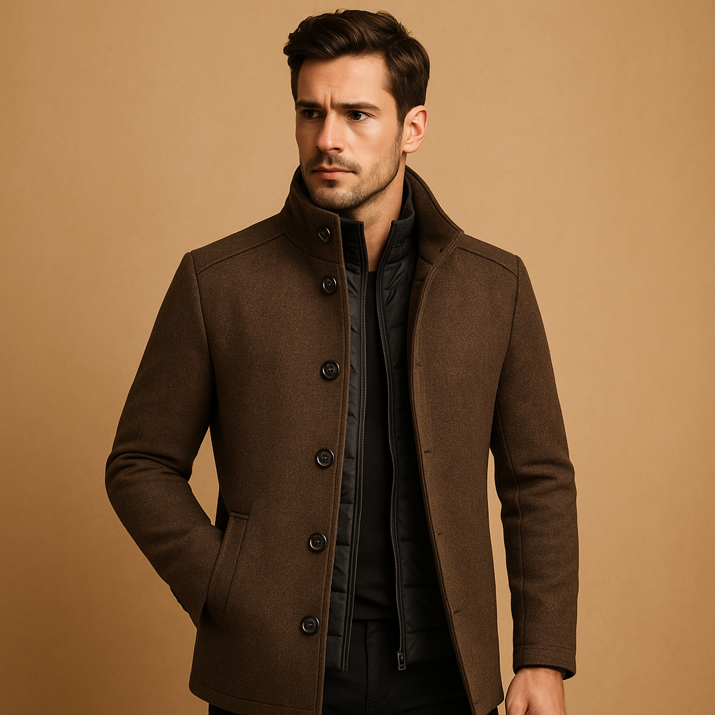 Men's Wool Coat – Elegant High Collar