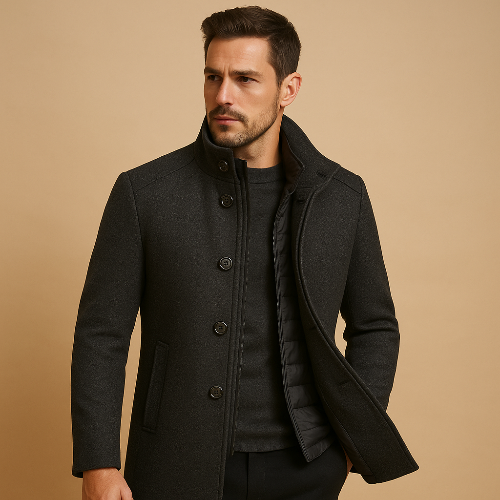 Men's Wool Coat – Elegant High Collar