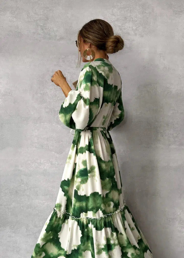 Bea | Elegant Maxi Dress with V-Neck for Women, Long Sleeves