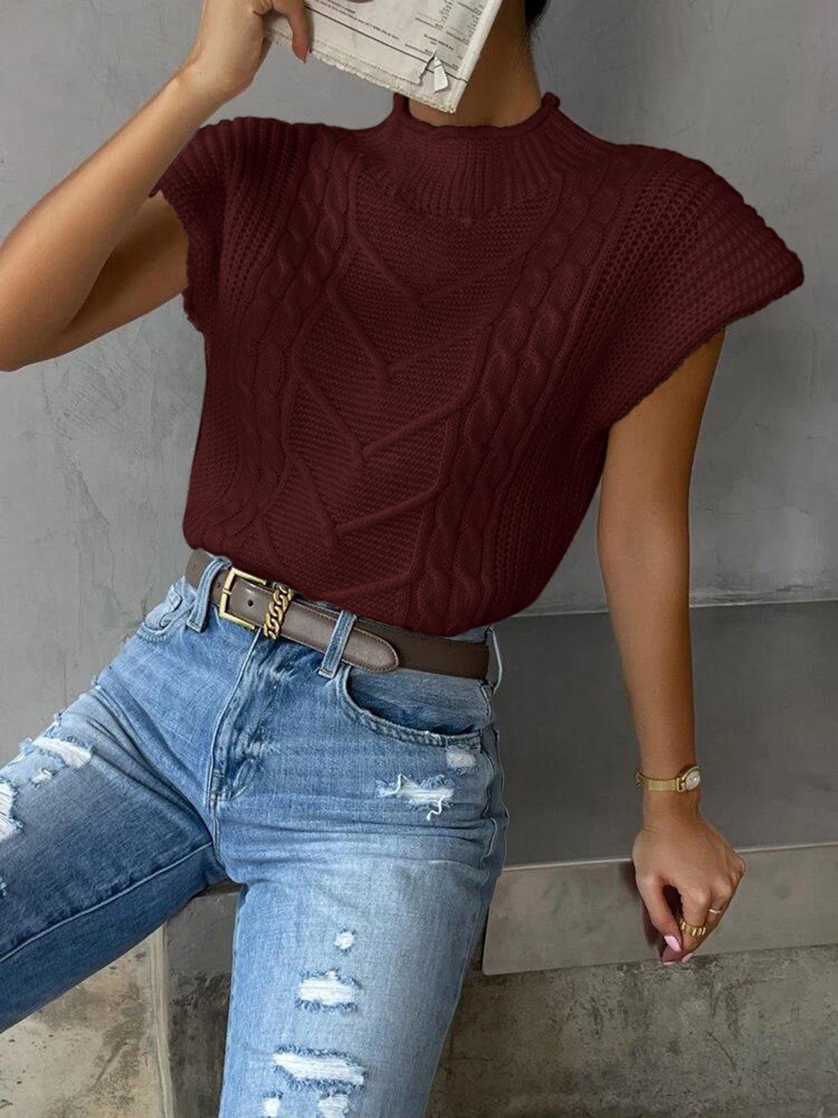 Vielseitige Strickweste Damen ohne Ärmel