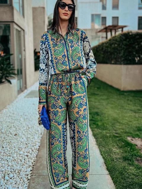 Vintage Boho Sommer-Set mit Hemd und Weiter Hose