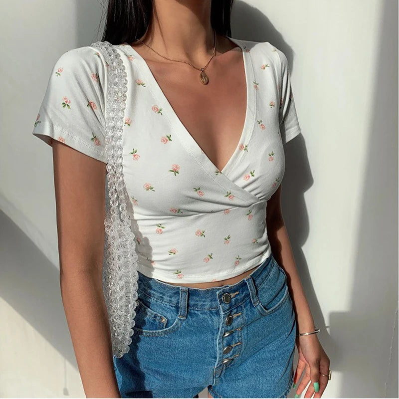 Vintage Floral Crop Top for Women
