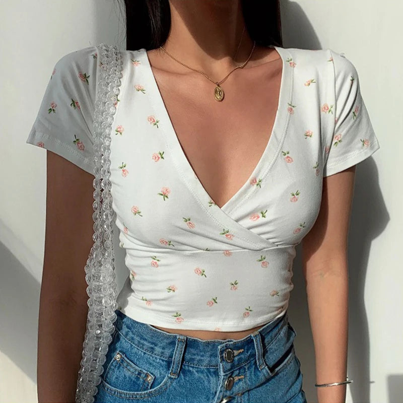 Vintage Floral Crop Top for Women
